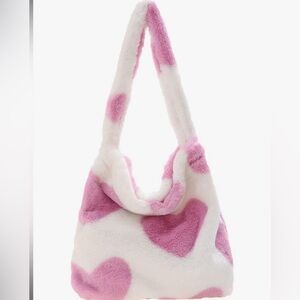 Pink and White Heart Patterned Women's Bag